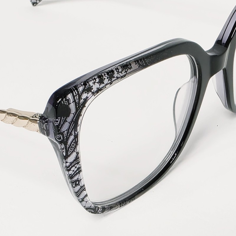 Bourgeois CH6923 Women's Square / Cat Eye Glasses in Black Floral | Size: 52mm gallery