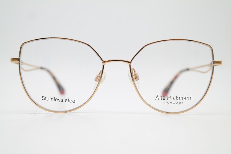 Ana Hickmann AH1465 Gold Red Oval Eyeglasses Frame New