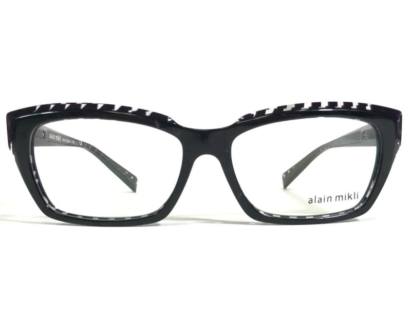 Alain Mikli Eyeglasses Frames A03010 B0AK Black Purple Clear Cat Eye 53-15-135