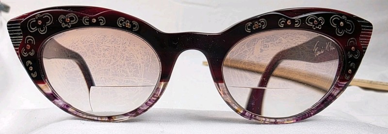 Francis Klein Paris GALA N10 Cat Eye Eyeglass Frames Handmade in France Jeweled