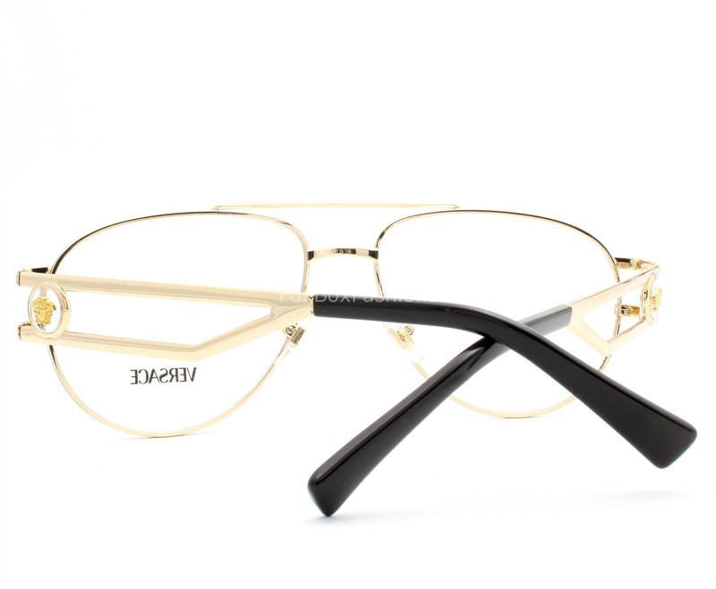 Versace Pilot Eyeglasses Glasses VE1269 1002 Glossy Gold Medusa Logo 57mm w/case gallery