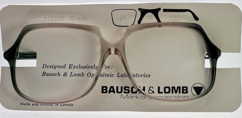 NOS! Vintage Bausch Lomb Pisces Big 1970’s Green Fade Eyeglasses 56/14/135 #347