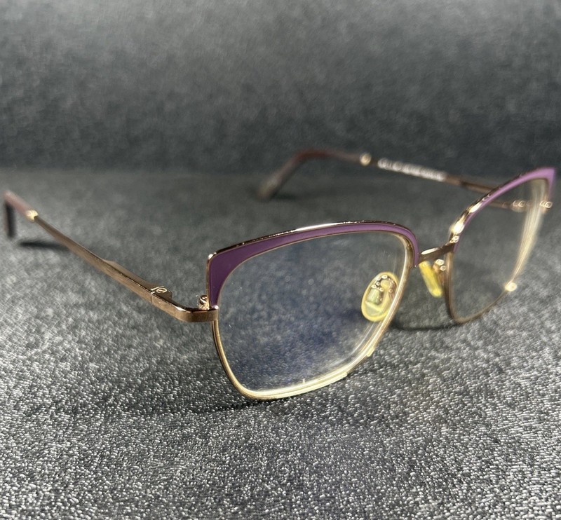 Kliik Womens Eyeglasses 663 S207 Cat Eye Purple Gold Stainless Steel 50-16-135