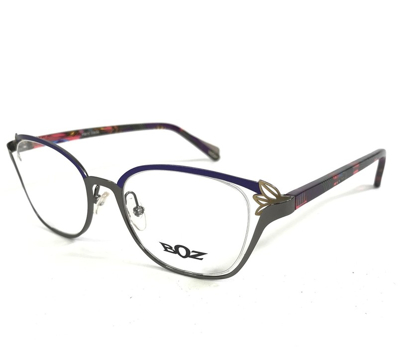 BOZ Eyeglasses Frames GIZELLE 7005 Purple Silver Cat Eye Full Rim 49-18-140 gallery