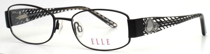 ELLE EL18782 BK Black Womens Rectangle Full Rim Eyeglasses 48-17-130 B:30