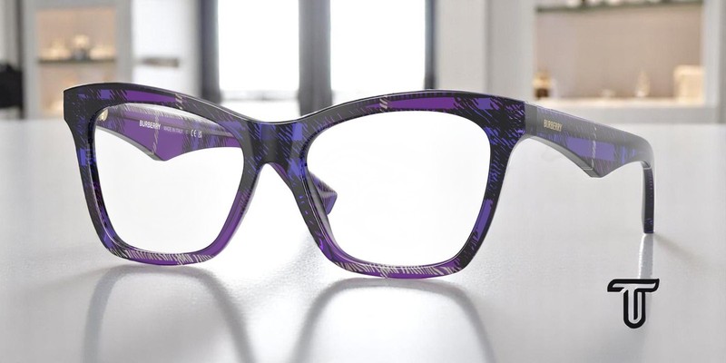 BURBERRY BE2416 4113 Check Violet Demo Lens 52 mm Women’s Eyeglasses