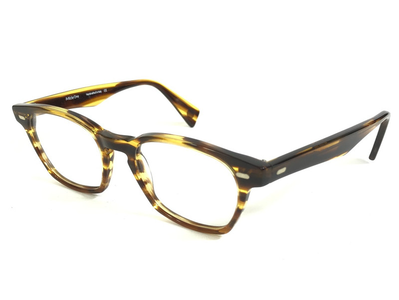 Article One Eyeglasses Frames FENTON 22 Yellow Brown Striped Horn 49-19-145 gallery