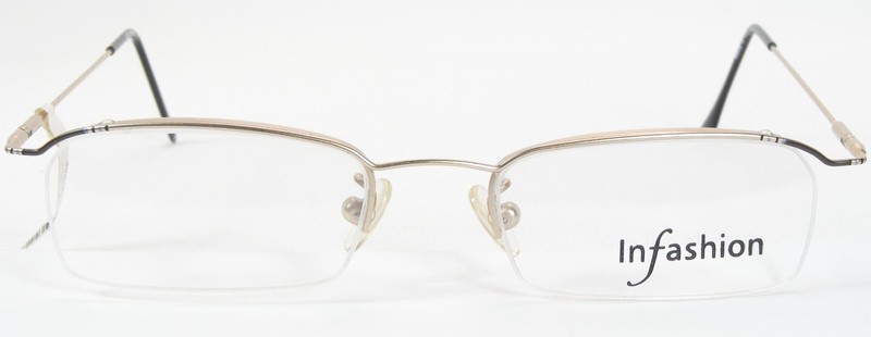 Vintage Infashion 02-530 1 Pale Gold /Black /Silver RARE EYEGLASSES 47-17-140mm gallery