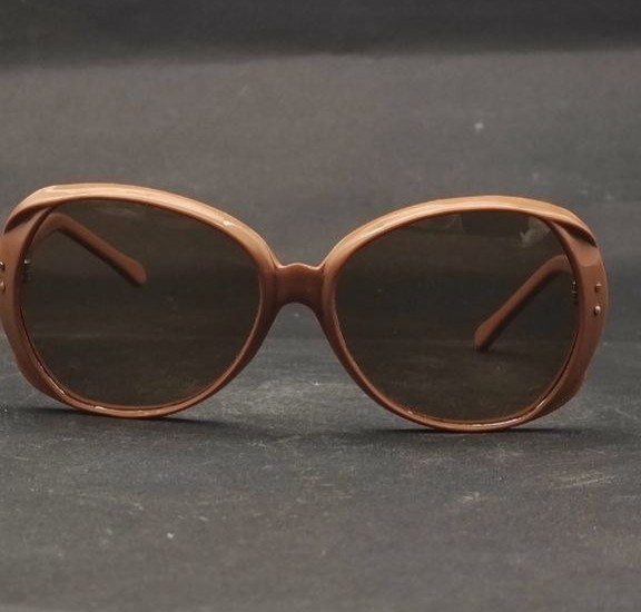 Vintage Round Sunglasses Brown France E213 Oversized 70s Rare