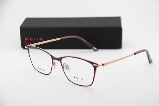 NEW KLIIK DENMARK 758 M206 VIOLET GOLD TITANIUM AUTHENTIC EYEGLASSES 49-16