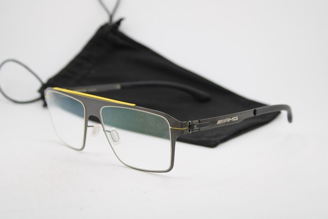 NEW IC! BERLIN MERCEDES BENZ AMG 05 BLACK YELLOW AUTHENTIC EYEGLASSES 53-16