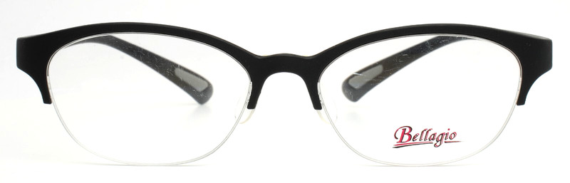 BELLAGIO 681 CO3 Black Womens Semi Cat Eye Half Rim Eyeglasses 52-16-145 B:35 gallery