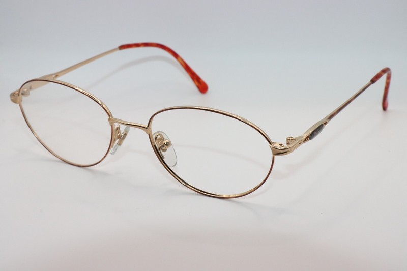 UNBRANDED GOLD ORANGE TORT TIPS AUTHENTIC DESIGNER FRAMES EYEGLASSES –