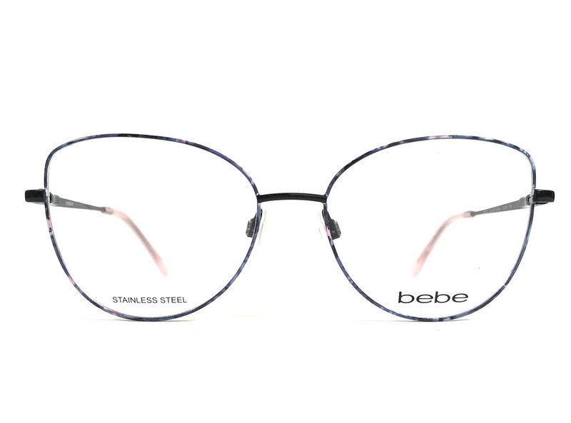 Bebe Eyeglasses Frames BB5207 001 JET FLORAL Black Blue Pink Cat Eye 53-16-140