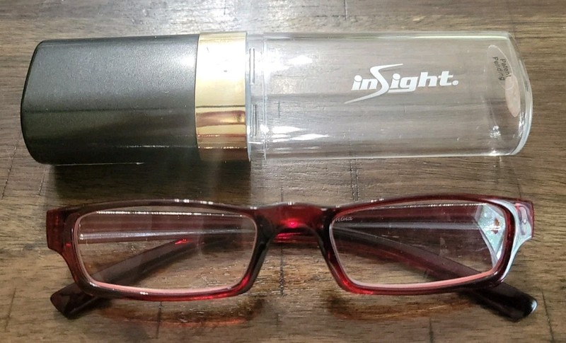 Red Acrylic +2.50 Eyewear Reading Glasses With Cylinder Tube Case
