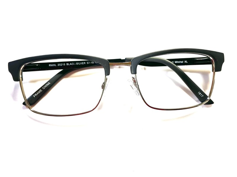 Robert Mitchel XL Eyeglasses RMXL 20215 BLACK-SILVER Matte 57-19-150 No Lenses