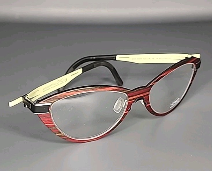 OVVO Optics 3009 Redheart Wood /Black/ Yellow Handmade Titanium Frames 52/18/135