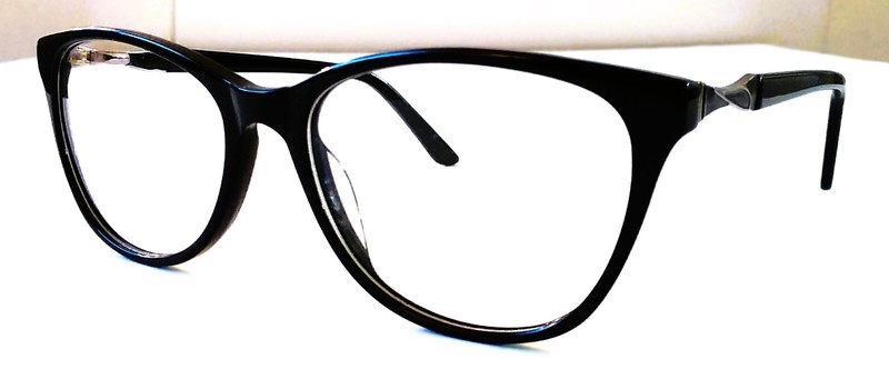 Factory Direct Acetate frame for women with demo lens; black/silver 52-18-140