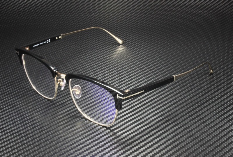 Tom Ford FT5590-F-B 001 Shiny Black Clear Lens Plastic 52 mm Men’s Eyeglasses