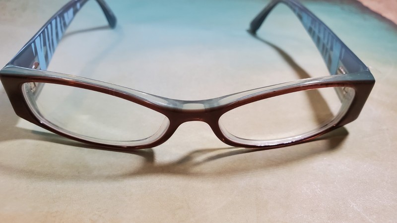 MICHAEL KORS SMALL BROWN & BLUE ZEBRA EYEGLASS FRAMES 612 235 135 gallery