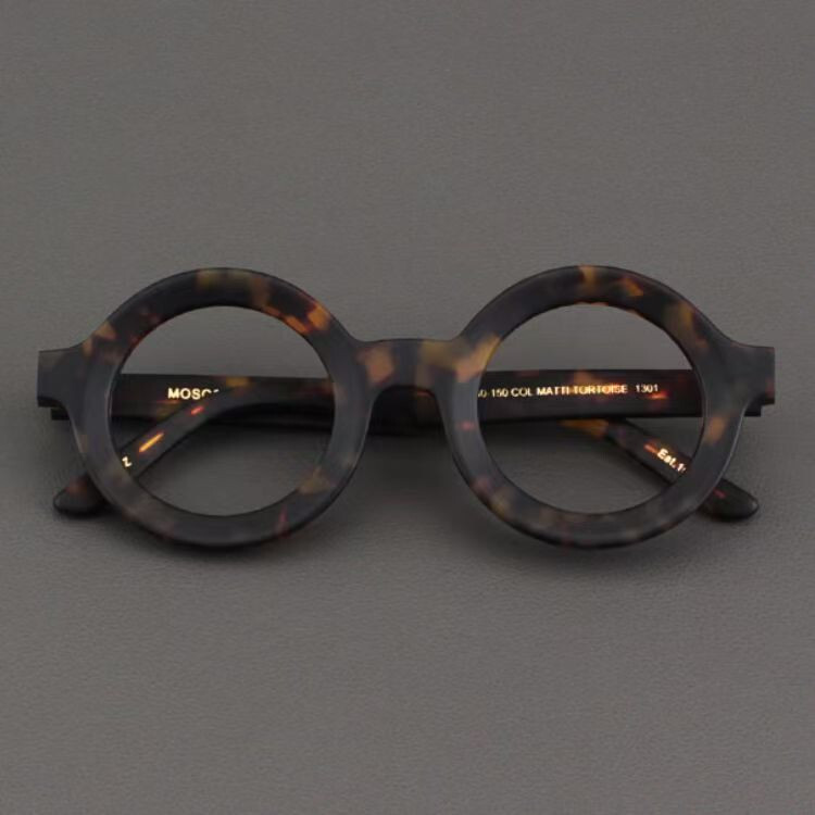 Luxury Retro Round Acetate Eyeglass Frame Wide edge Glasses Women Men Spectacles