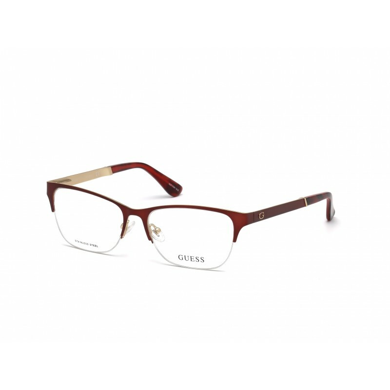 GUESS GU2627 Burgundy 070 Metal Semi Rimless Optical Eyeglasses Frame 51-16-135