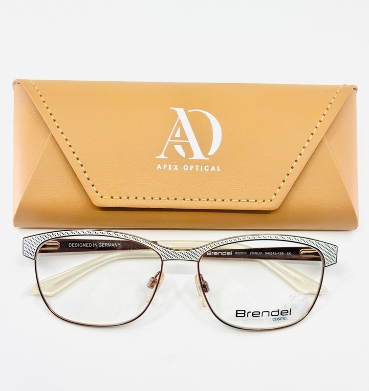 NEW BRENDEL 922033 20/GLD Gold White Womens Browline Eyeglasses 54-15-135 B:40