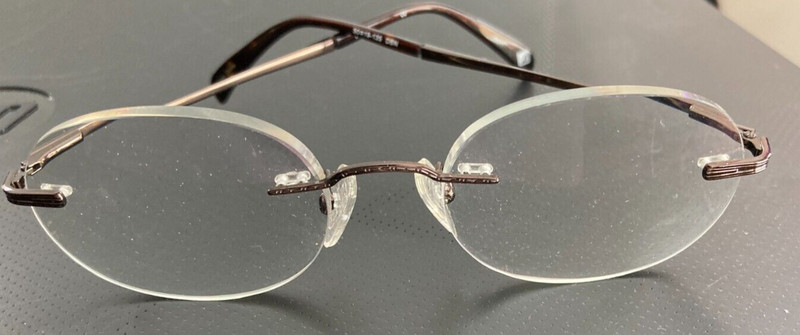 Eye Glass Frame Totally Rimless TR 154 Brown, Oval w/case gallery