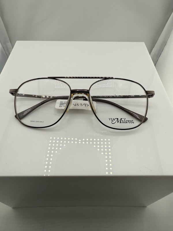 Via Milano Kyle BRN Eyeglass Frames Aviators 56-17-144 NWT