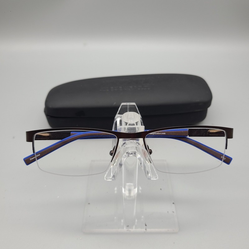 Longhorn by XXL Eyeglass Frames Brown Blue Semi Rimless Rectangular 57-18-145