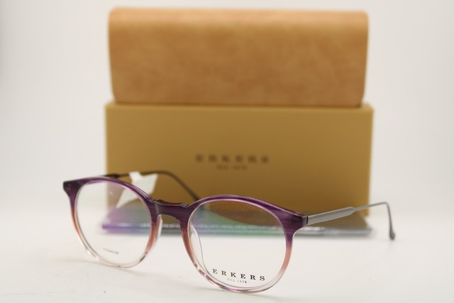 NEW ERKERS CASTLE POINT PURPLE FADE HORN CLEAR AUTHENTIC EYEGLASSES 47-19