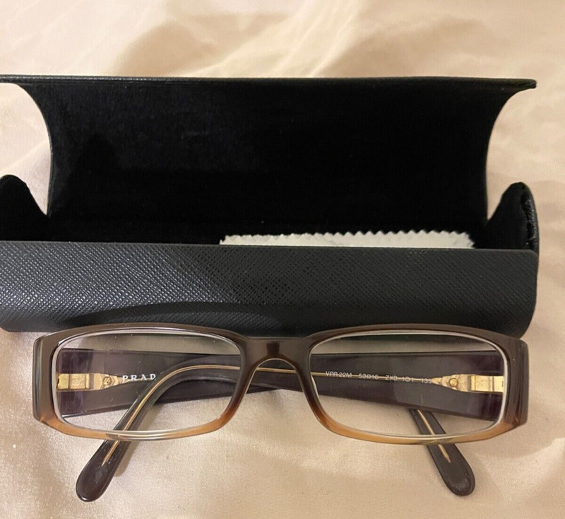 PRADA BROWN VPR22M EYEGLASSES-W/Hard case