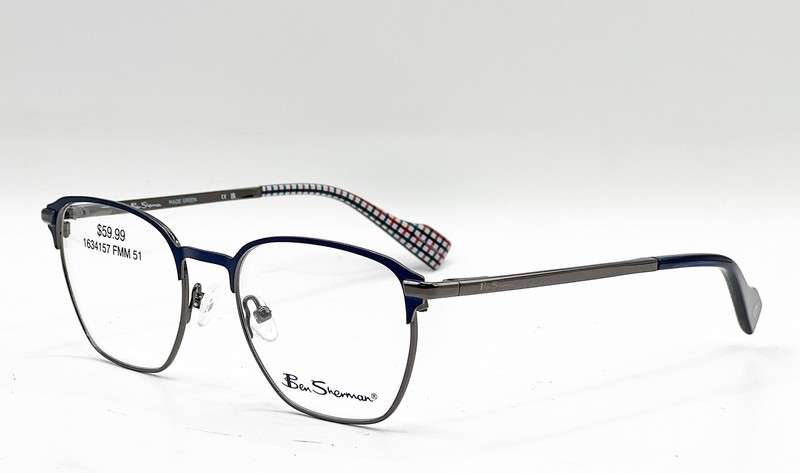 NEW BEN SHERMAN WINDSOR C03 NAVY GUNMETAL AUTHENTIC EYEGLASSES 51-19