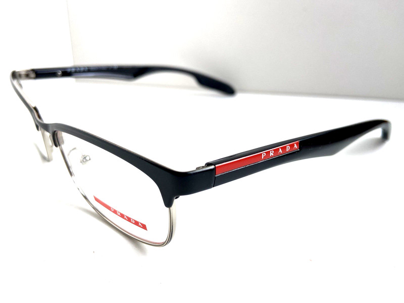 PRADA Sport VPS 54D GAQ-1O1 53mm Black Semi-Rimless Men's Eyeglasses Frame Italy gallery