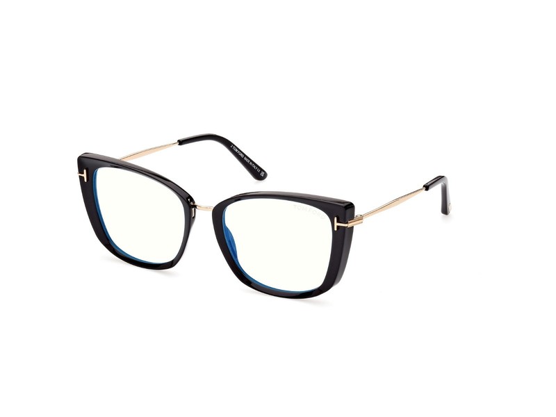 NEW TOM FORD FT5816-B 001 SHINY BLACK/GOLD/CLEAR BLUE LIGHT BLOCK 53MM AUTHENTIC