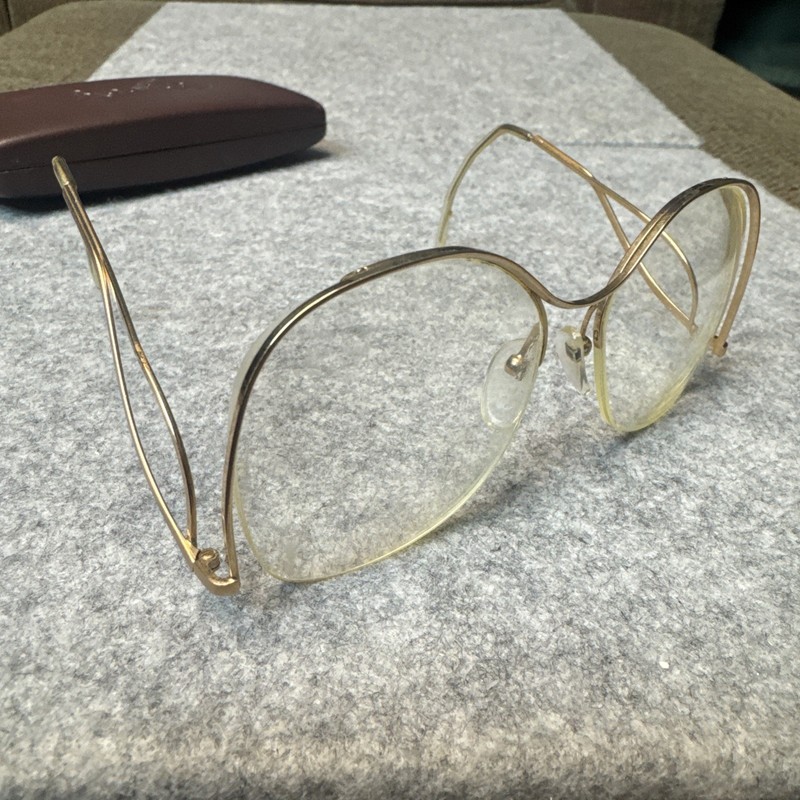 Logo Paris France 197 55[]16-140mm Gold Metal Half Rim Eyeglasses Frame ONLY