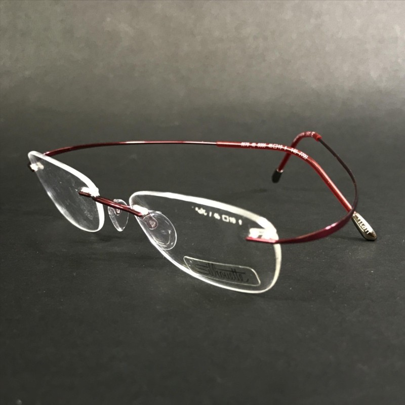 Silhouette Eyeglasses Frames 6670 40 6066 7799 Red Rimless Titanium 46-19-140