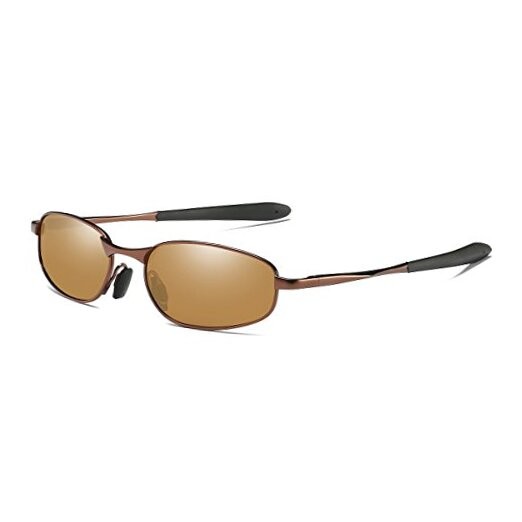 Polarized Sunglasses Small Size Rectangular Metal Frame 53 Millimeters Brown