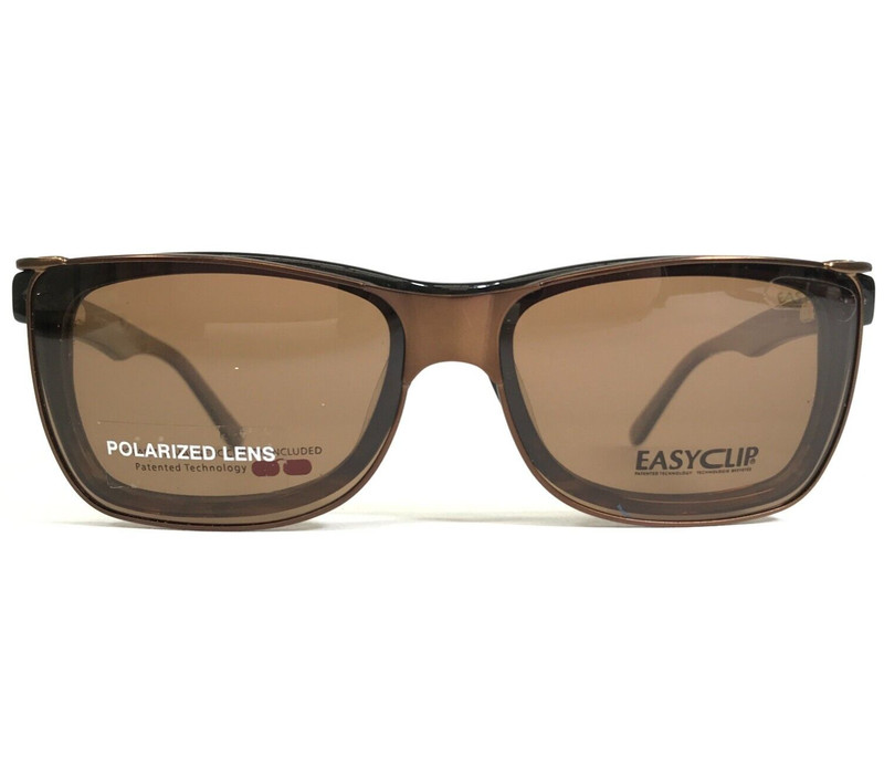 Easyclip Eyeglasses Frames WF EC3285 BROWN Red Square with Clip On Lenses