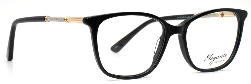 ELEGANTE EL46 Black Womens Semi Cat Eye Full Rim Eyeglasses 53-16-140 B:41 gallery