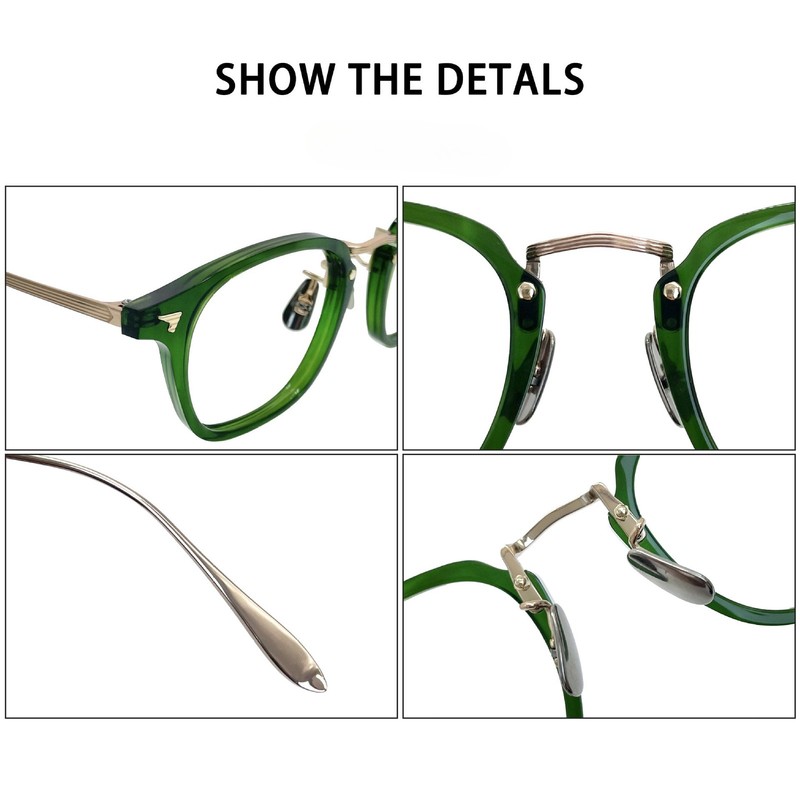 Retro Luxury Gunmetal Patchwork Pure Titanium Full Rim Eyeglass Frame Men Women gallery