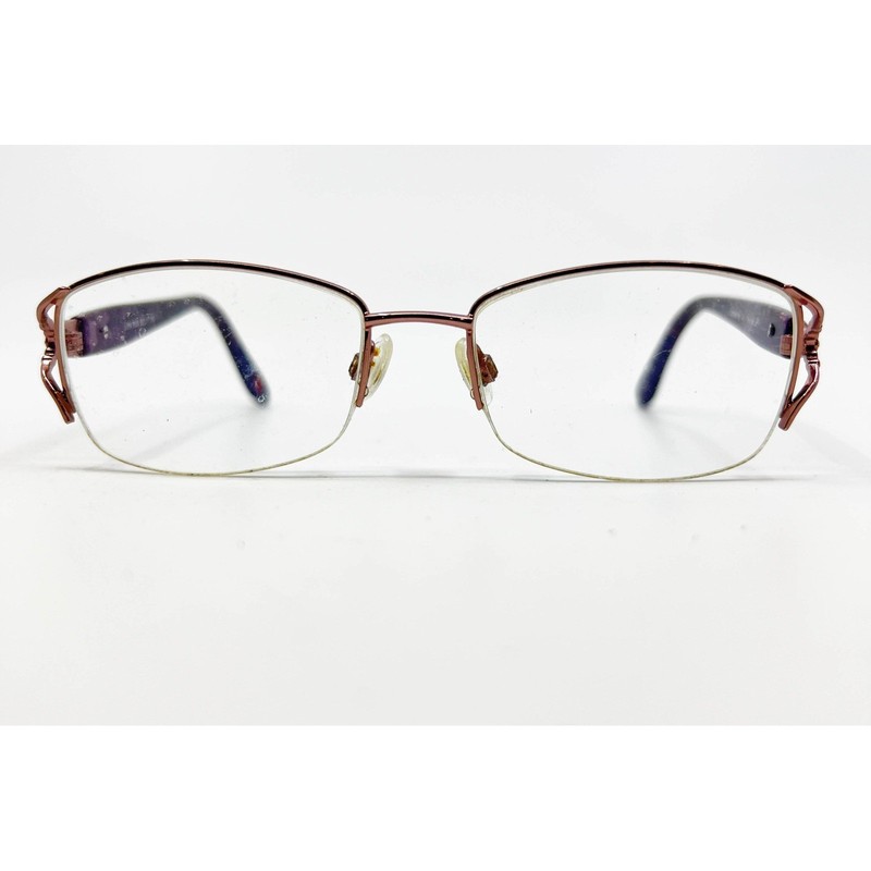 Fleur de Lis Eyeglasses Womens Purple Rose Gold Half Rim L118 ROS 52-17-135