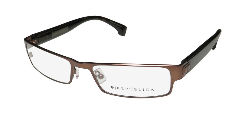 NEW REPUBLICA TORONTO EYEGLASSES BROWN MENS BR RECTANGULAR METAL & PLASTIC