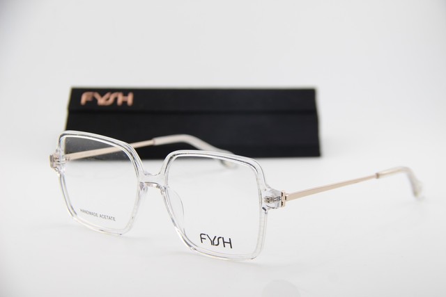 NEW FYSH 3751 S413 CLEAR GOLD GUNMETAL AUTHENTIC EYEGLASSES 53-16