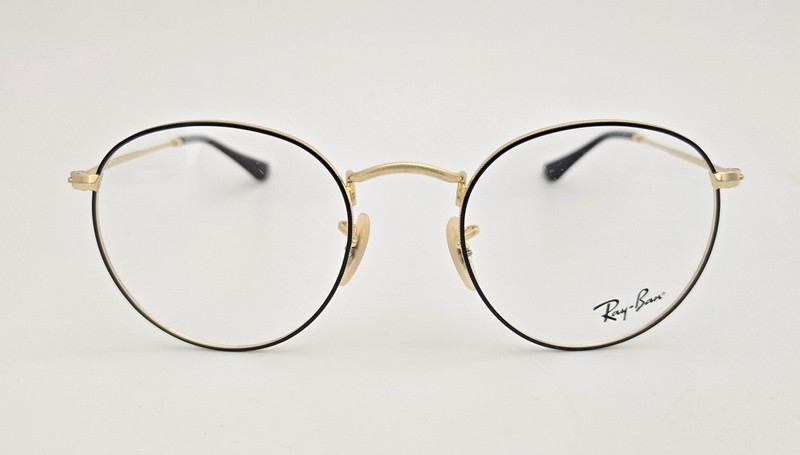 Ray Ban Eyeglasses NEW RB 3447V Color 2991 Gold Black Size 50 Round Authentic gallery