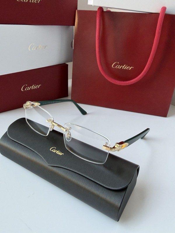 CARTIER CT0287O 009 Gold Green Transparent Clear Eyeglasses Rx Able AUTHENTIC
