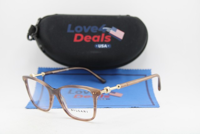 NEW BVLGARI BV 4203 5240 BROWN HORN GOLD AUTHENTIC EYEGLASSES 52-17