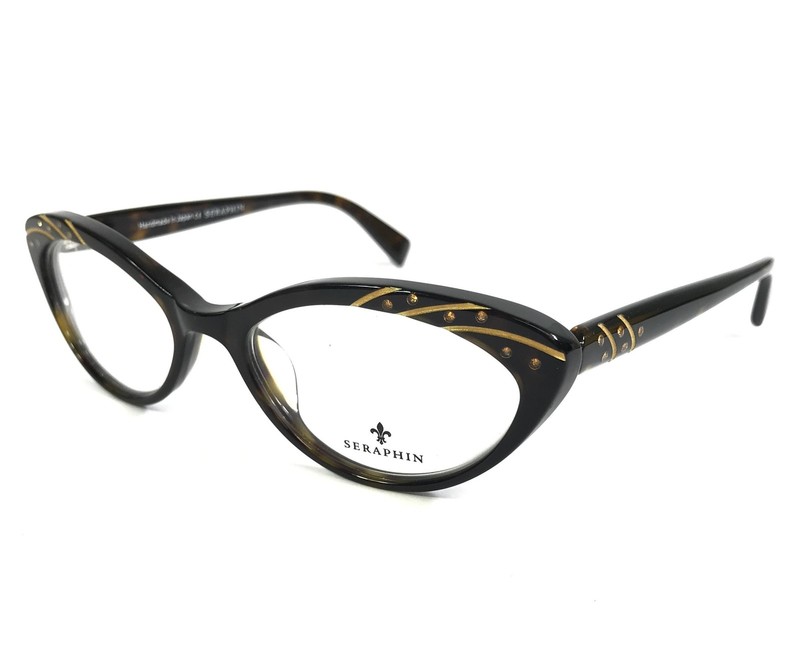 Seraphin Eyeglasses Frame HEATHER/8528 Dark Tortoise Gold w/ Crystals 52-17-140 gallery