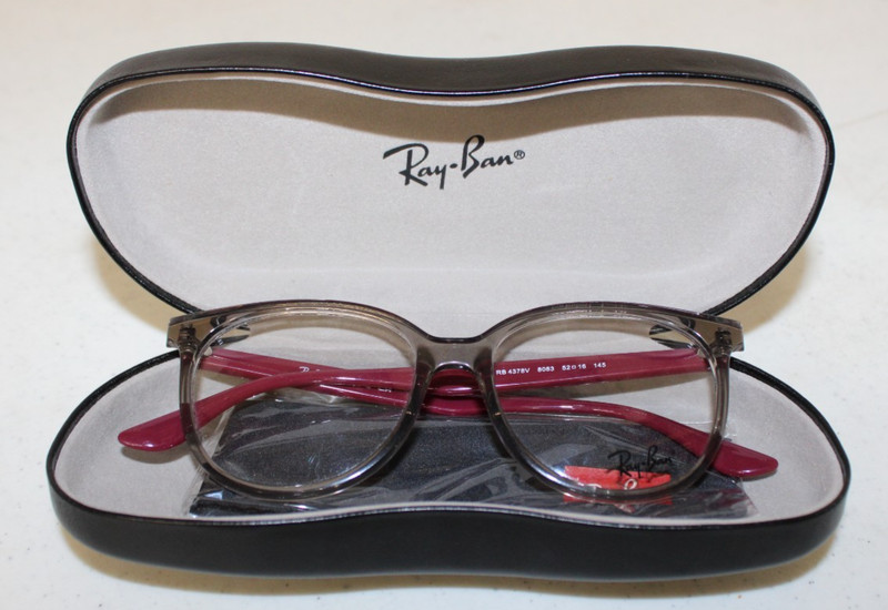 Ray Ban Optics Polished Transparent Gray/Burgundy RB4378V 8083 52 16 145 w/ Case