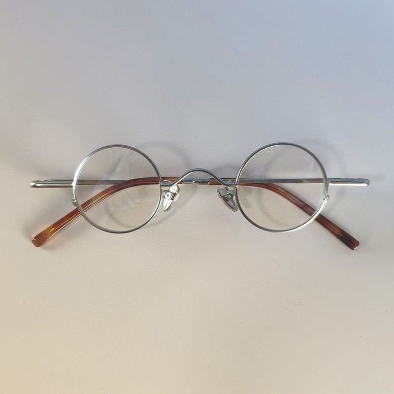 Vintage Small Round Eyewear Silver Stainless Frames For Men Designer US Shipping